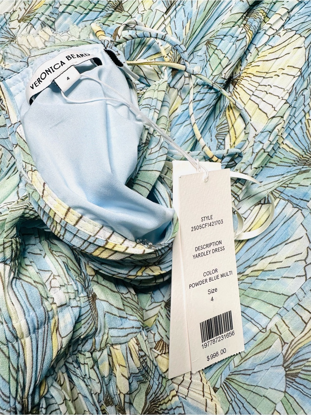VERONICA BEARD $1k Yardley Pleated Maxi Floral Gown Dress New Powder Blue - Picture 11 of 12